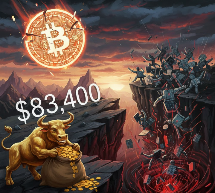 Bitcoin giảm xuống 83.400 đô la khi những người đầu tư vàng chốt lời và cổ phiếu AI bị bán tháo缩略图 Bitcoin giảm xuống 83.400 đô la khi những người đầu tư vàng chốt lời và cổ phiếu AI bị bán tháo