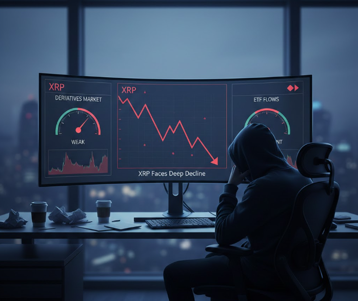 XRP đối mặt nguy cơ sụt giảm sâu giữa thị trường phái sinh yếu và dòng vốn ETF trì trệ