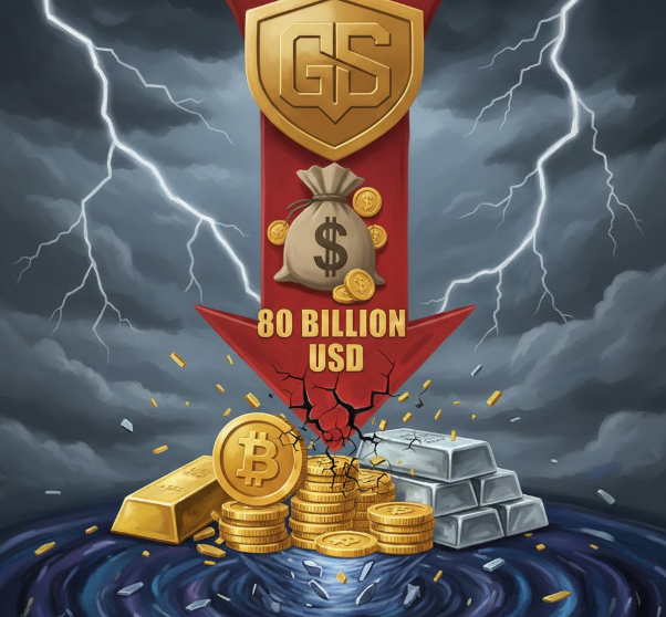 Goldman Sachs cảnh báo áp lực bán tháo 80 tỷ USD cổ phiếu: Rủi ro tăng với Bitcoin, vàng và bạc