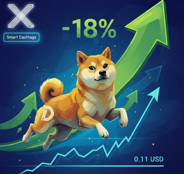 Dogecoin tăng 18% sau khi X xác nhận Smart Cashtags: Liệu có thể giữ vững mức giá trên 0,11 USD?缩略图 Dogecoin tăng 18% sau khi X xác nhận Smart Cashtags: Liệu có thể giữ vững mức giá trên 0,11 USD?