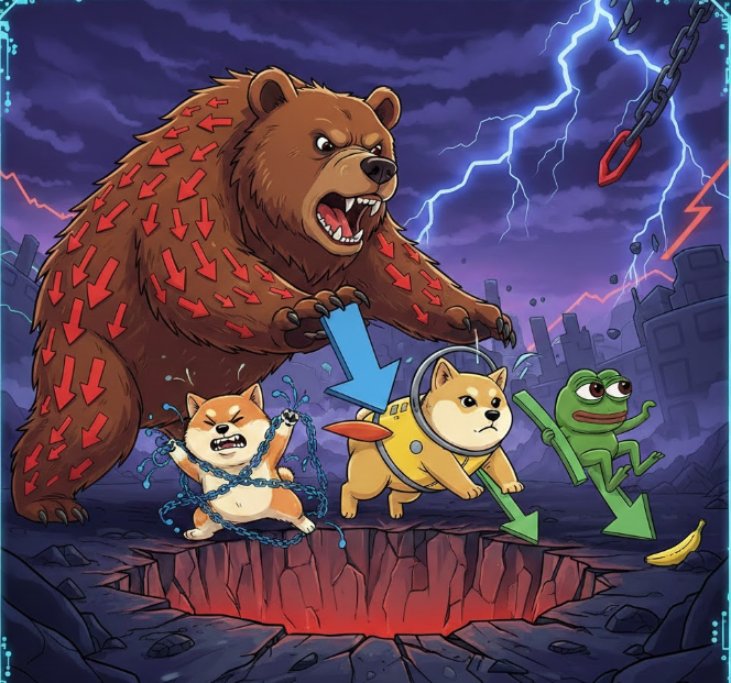 Memecoin: Phe gấu đẩy Dogecoin, Shiba Inu, Pepe vào thế khó