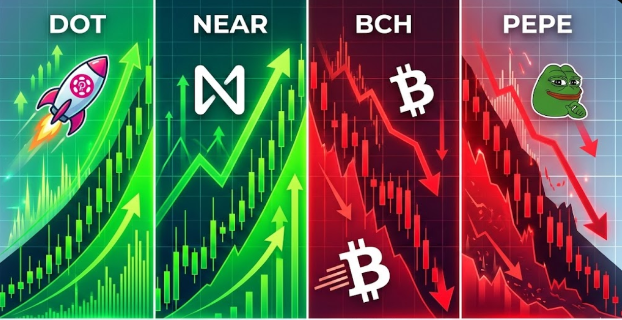 Những đồng coin tăng – giảm mạnh nhất trong tuần qua: DOT, NEAR, BCH, PEPE