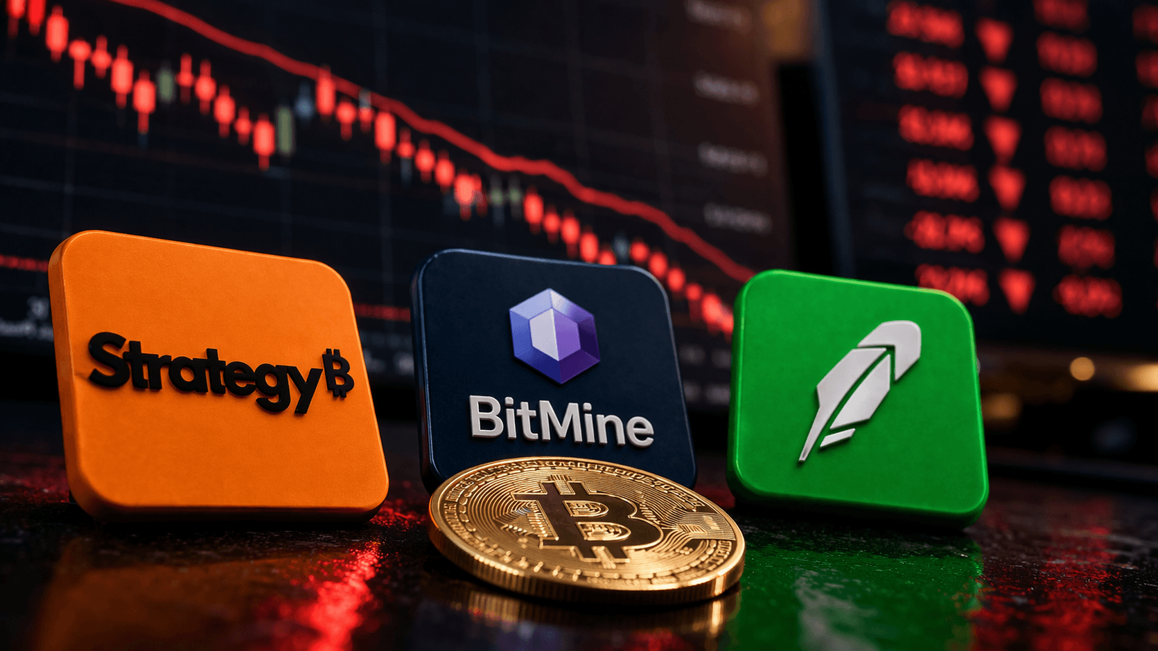 Cổ phiếu Strategy, BitMine và Robinhood chạm đáy tháng khi Bitcoin tiếp tục suy yếu