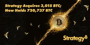 Strategy mua thêm 3.015 BTC, nâng tổng nắm giữ lên 720.737 BTC