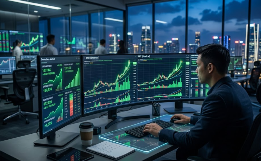 AI coin thu hút sự chú ý: TAO và FET bứt phá khi tín hiệu phái sinh củng cố xu hướng tăng