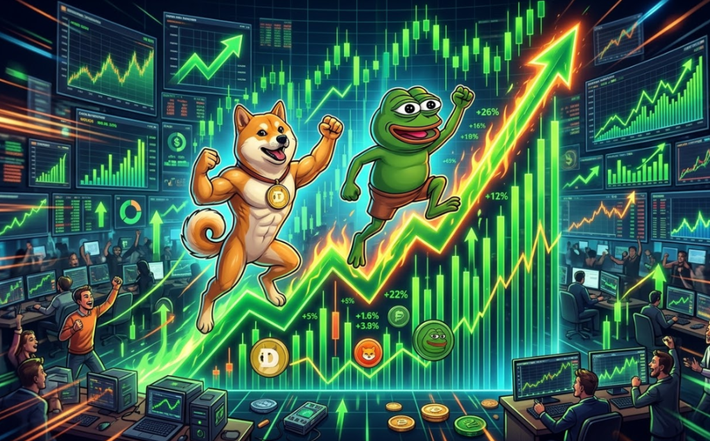 Memecoin: DOGE, SHIB, PEPE tăng vọt khi đà tăng giá được củng cố