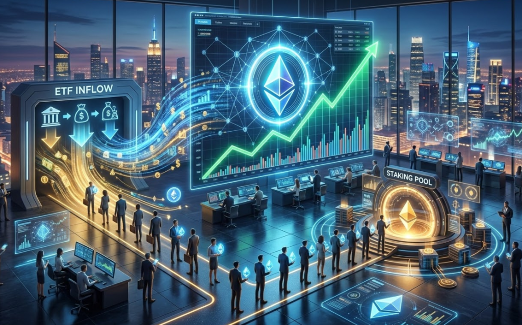 Triển vọng giá ETH khởi sắc nhờ dòng vốn ETF và hàng chờ staking