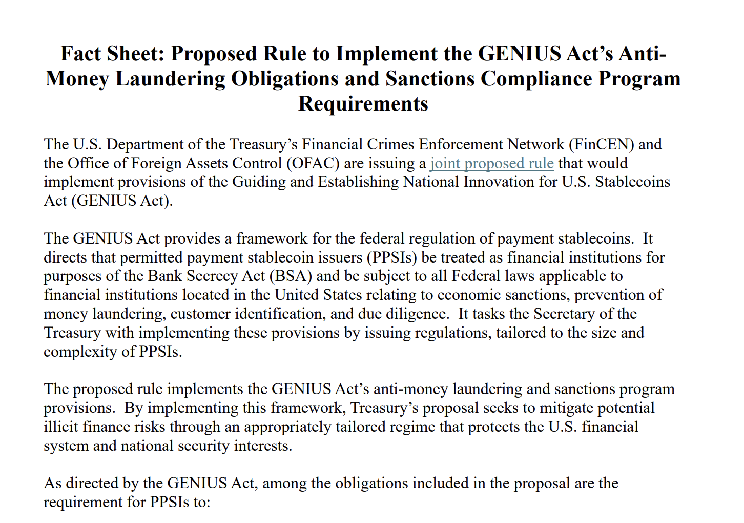 Luật pháp, Chính phủ, Hoa Kỳ, Stablecoin